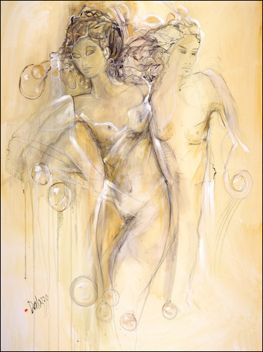Sensuality Nude Canvas Print "Reveries" by Lucette Dalozzo