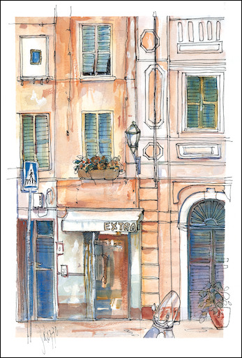 Italy Cityscape Canvas Print "Ristorante Santa Margherita" by Lucette Dalozzo