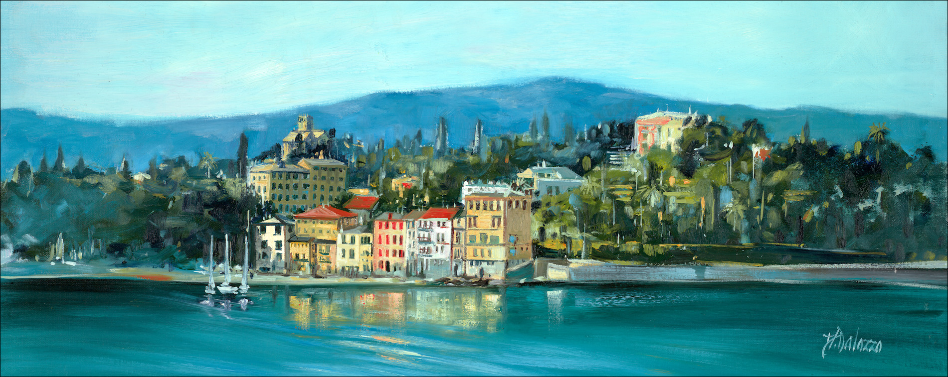 Italy Cityscape Canvas Print "Riviera Ligure Coastline" by Judith Dalozzo