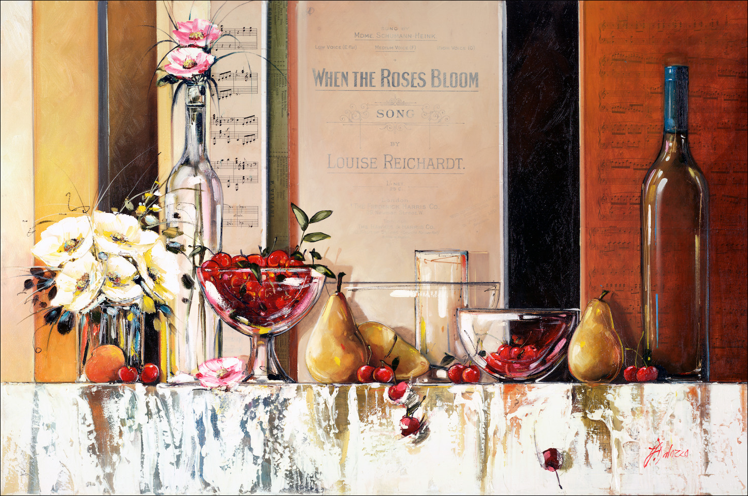 Symphony Still Life "When The Roses Bloom" Original Artwork by Judith Dalozzo