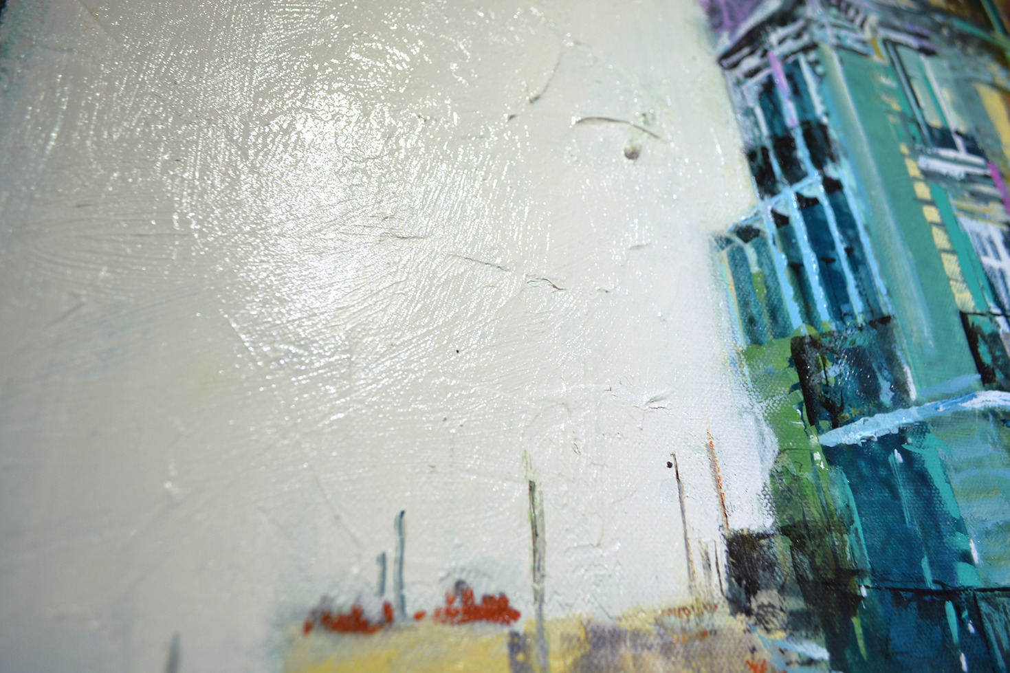Close Up Detail 2 Of Acrylic Painting "Rue Lamarck Paris" By Judith Dalozzo