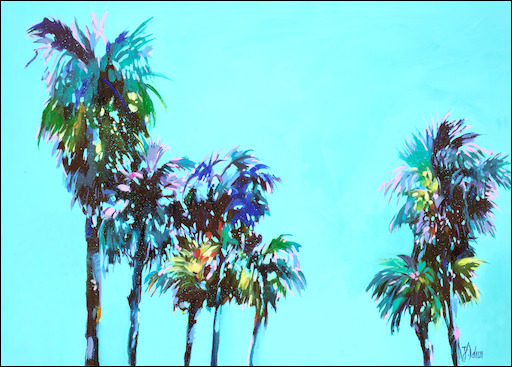 Beach Landscape Canvas Print "Sanctuary Palms Azure" by Judith Dalozzo