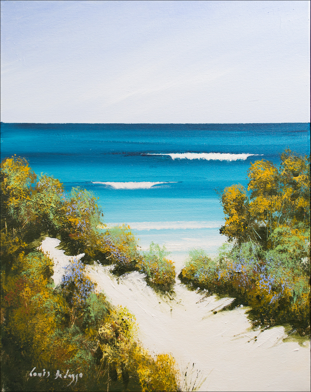 Beach Seascape "Through The Sand Dunes" Original Artwork by Louis Dalozzo