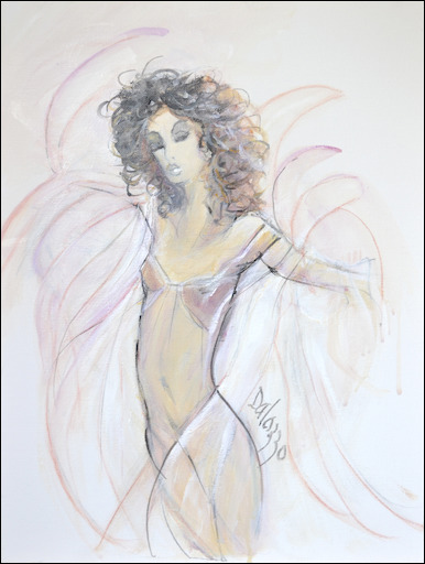 Sensuality Nude Painting "Sensual Lines" by Lucette Dalozzo