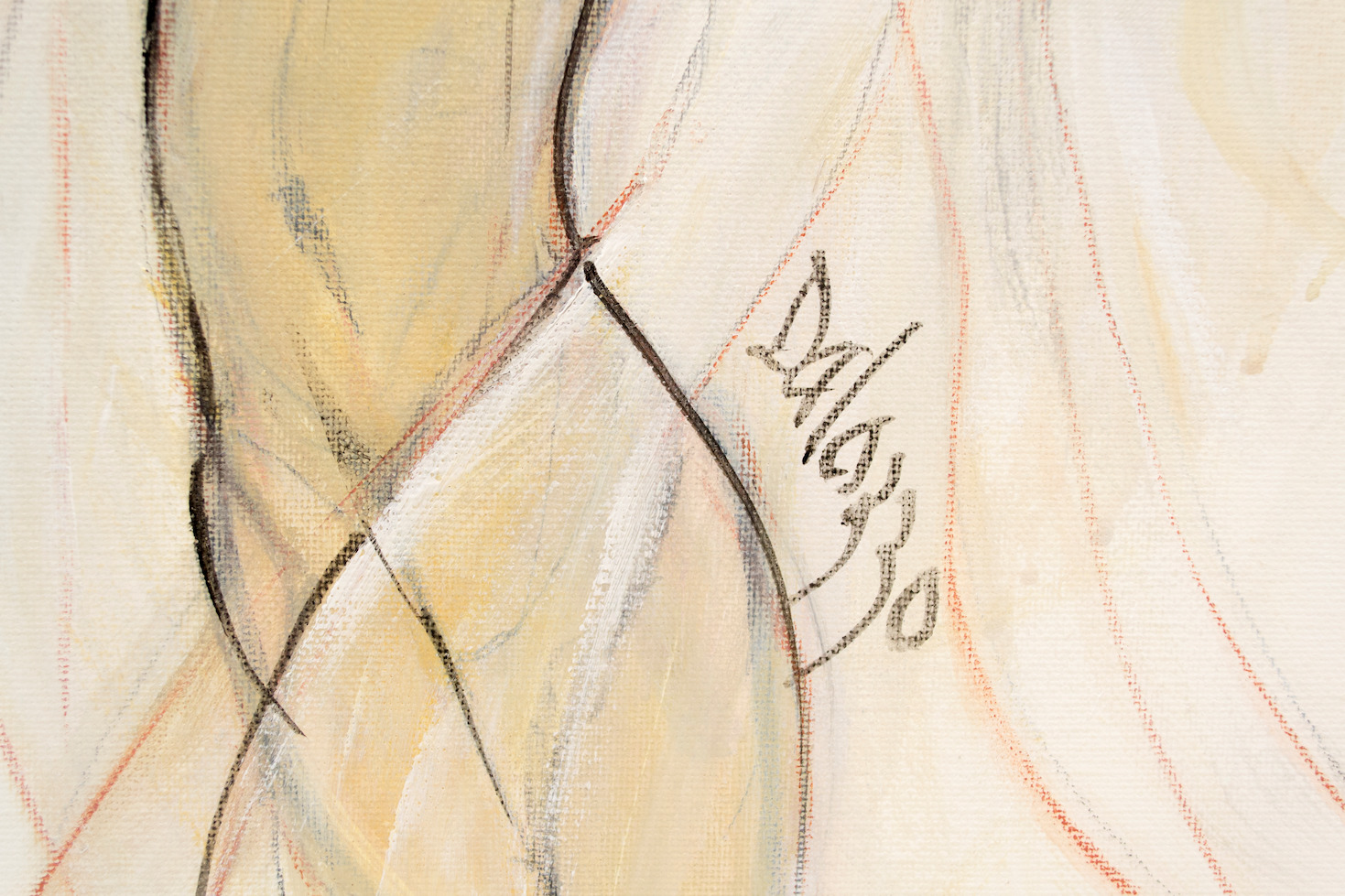 Close Up Signature Of Mixed Media Painting "Sensual Lines" By Lucette Dalozzo