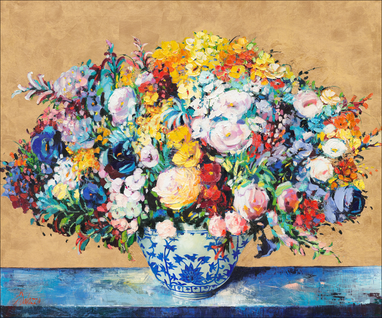 Floral Still Life "Shabby Chic Bouquet" Original Artwork by Judith Dalozzo