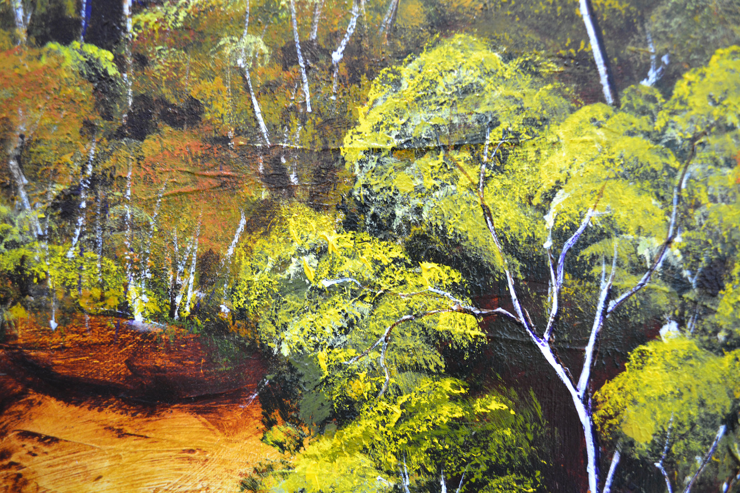 Close Up Detail 2 Of Acrylic Painting "Shoalhaven Riverbank" By Louis Dalozzo