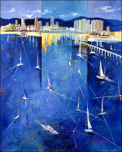 Gold Coast Cityscape "Shores of Paradise" Original Artwork by L&J Dalozzo