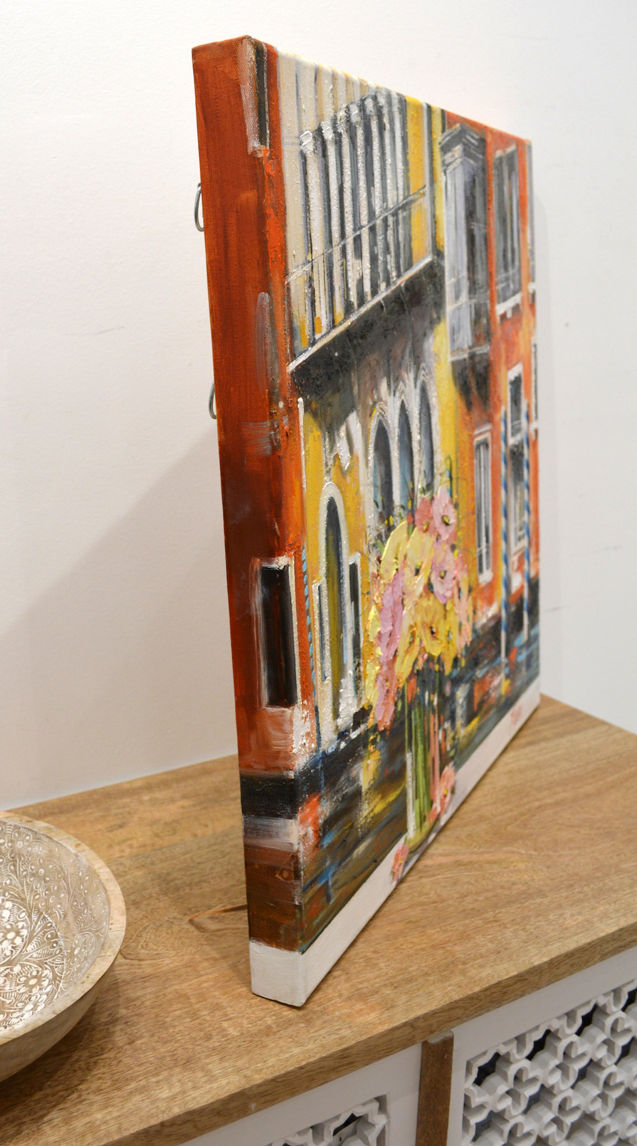 Side View Of Cityscape Painting "Springtime in Venice" By Judith Dalozzo