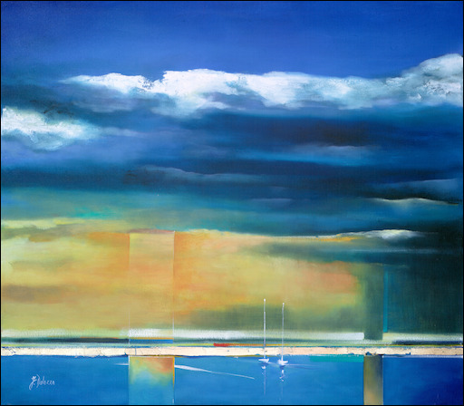 Beach Seascape "Storm Approaching" Original Artwork by Judith Dalozzo