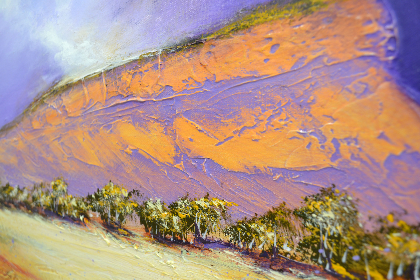 Close Up Detail Of Acrylic Painting "Storm Break Cockburn Ranges" By Louis Dalozzo