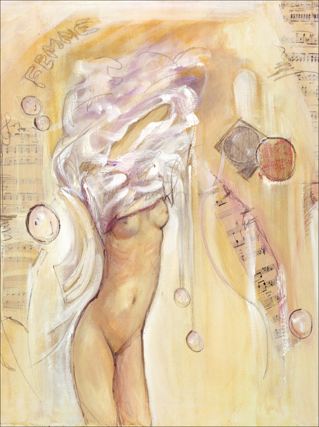Sensuality Nude "Strip Tease" Original Artwork by Lucette Dalozzo