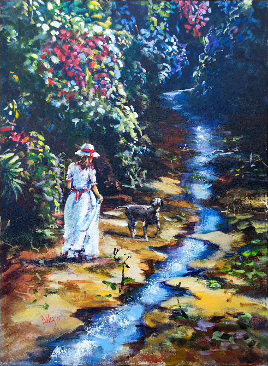 Billabong Romantic "Stroll by The Creek" Original Artwork by Lucette Dalozzo