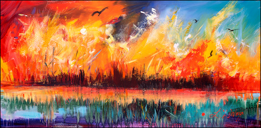 Sugarcane Burning Landscape "Sugar Cane Burning" Original Artwork by L&J Dalozzo