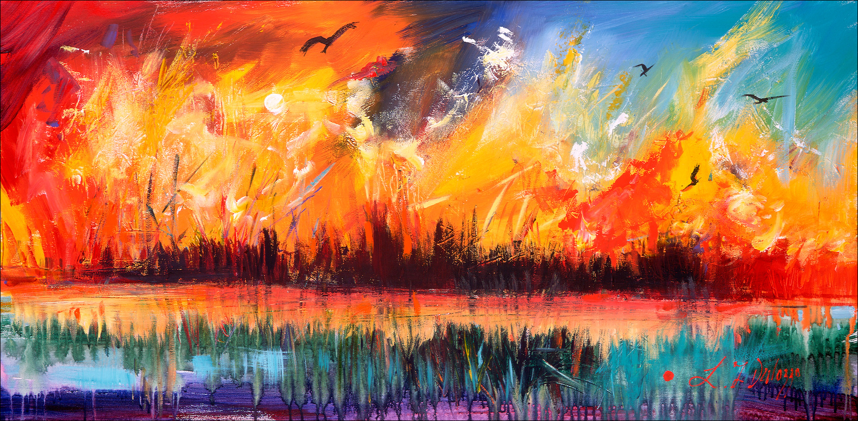 Sugarcane Burning Landscape Canvas Print "Sugar Cane Burning" by L&J Dalozzo