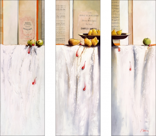 Symphony Still Life "Summer" Triptych Original Artwork by Judith Dalozzo
