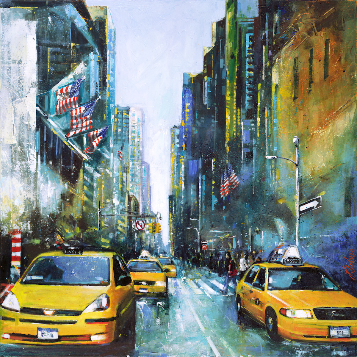 Cityscape "Sunday in New York" Original Artwork by Judith Dalozzo