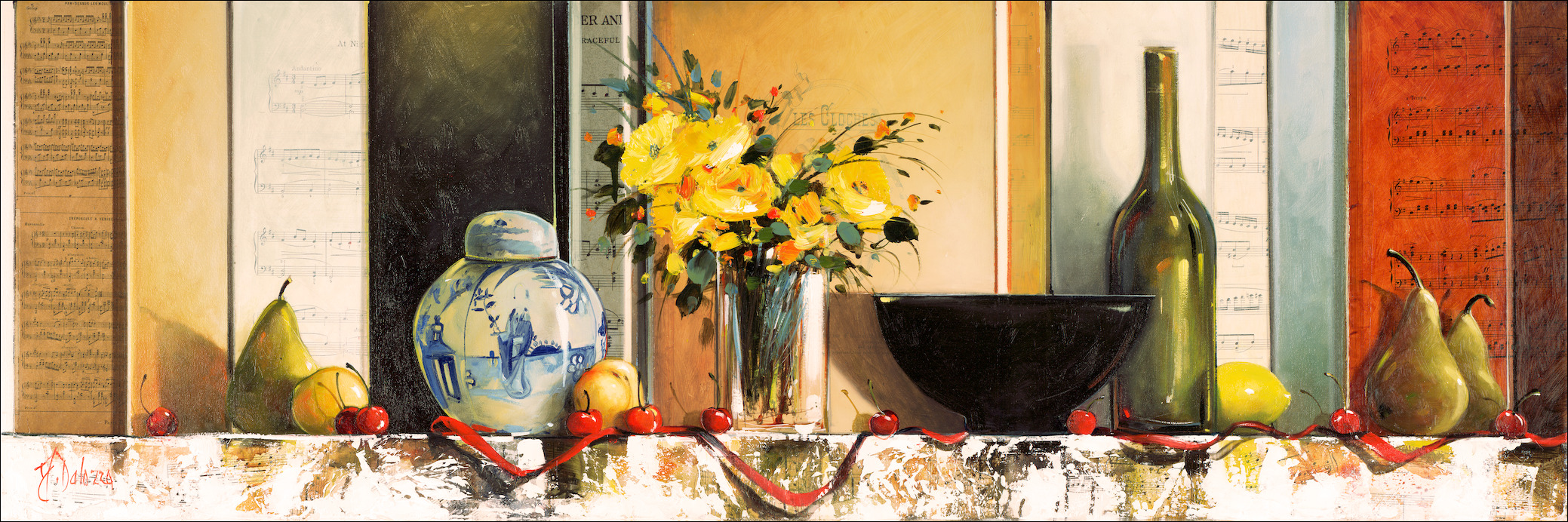 Symphony Still Life "Sunshine Bouquet with Oriental Jar" Original Artwork by Judith Dalozzo