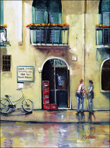 Italy Cityscape "Sunshower Late Afternoon" Original Artwork by Judith Dalozzo