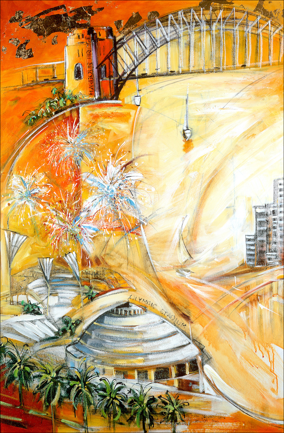 Cityscape "Sydney Alive" Diptych Left Panel Original Artwork by L&J Dalozzo