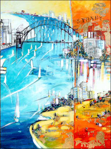 Cityscape "Sydney" Diptych Right Panel Original Artwork by L&J Dalozzo
