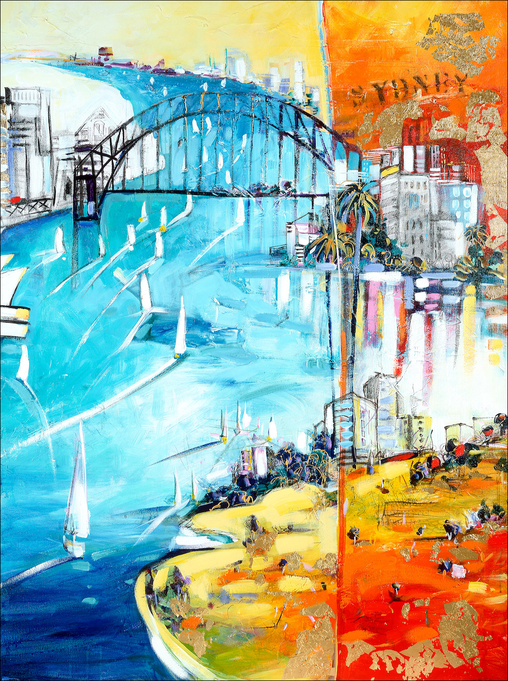 Cityscape "Sydney" Diptych Right Panel Original Artwork by L&J Dalozzo