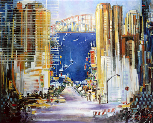 Cityscape "Sydney North Shore View" Original Artwork by L&J Dalozzo