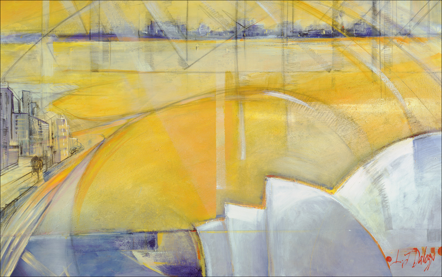 Cityscape "Sydney Yellow" Original Artwork by L&J Dalozzo