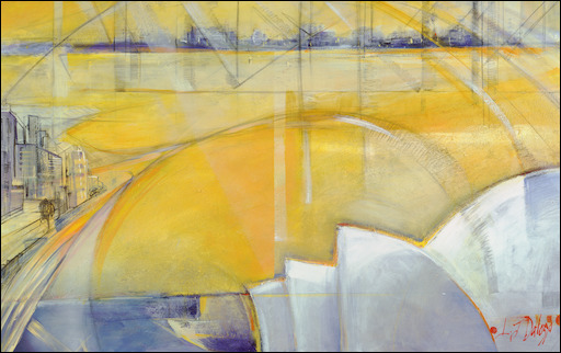 Cityscape Canvas Print "Sydney Yellow" by L&J Dalozzo