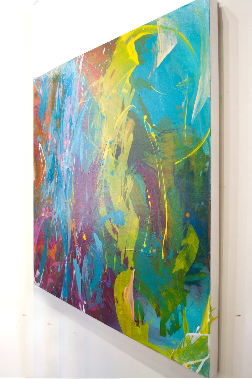 Side View Of Abstract Painting "In The Clouds" By Judith Dalozzo