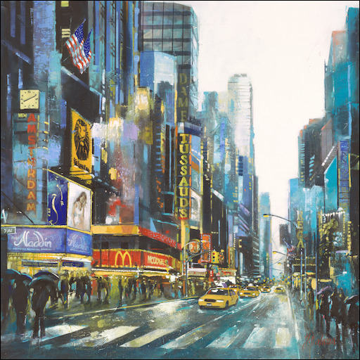 New York Cityscape Canvas Print "Theatre District 7th & 41st" by Judith Dalozzo