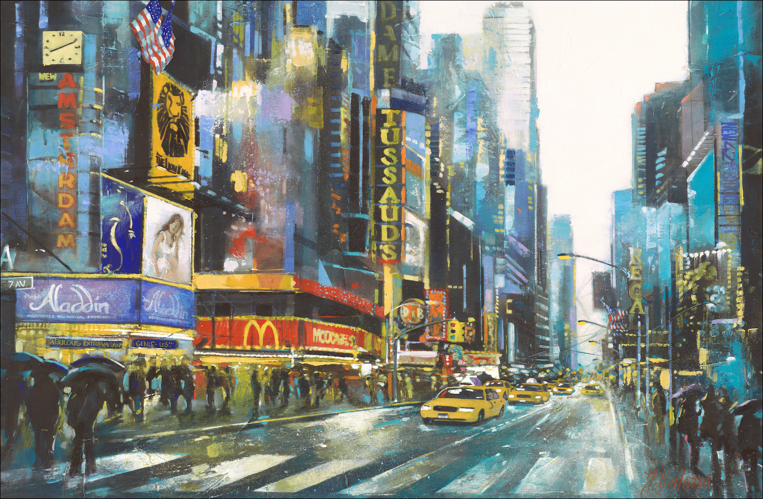 New York Cityscape "Theatre District 7th & 41st" Reduced Horizontal Variant From Judith Dalozzo Artwork