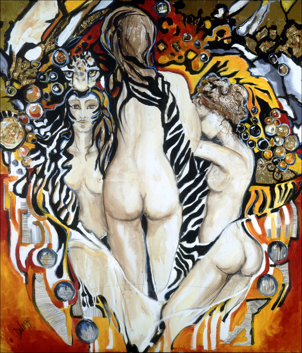 Wild And Free Nude "Three Sisters" Original Artwork by Lucette Dalozzo