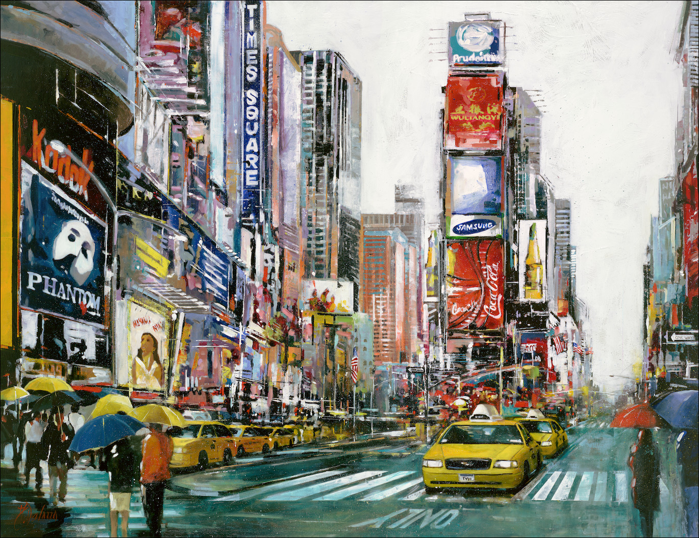 New York Cityscape "Time Square to Broadway NYC" Original Artwork by Judith Dalozzo