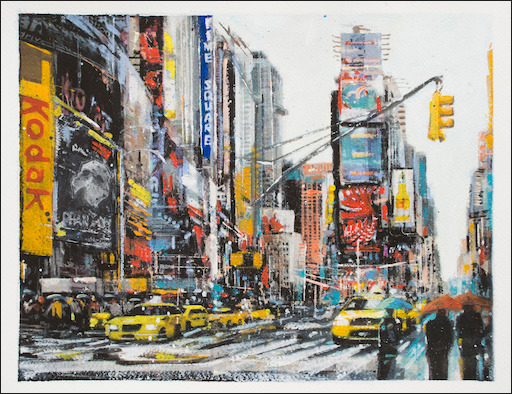 New York Cityscape "Time Square to Broadway NYC Study" Original Artwork by Judith Dalozzo