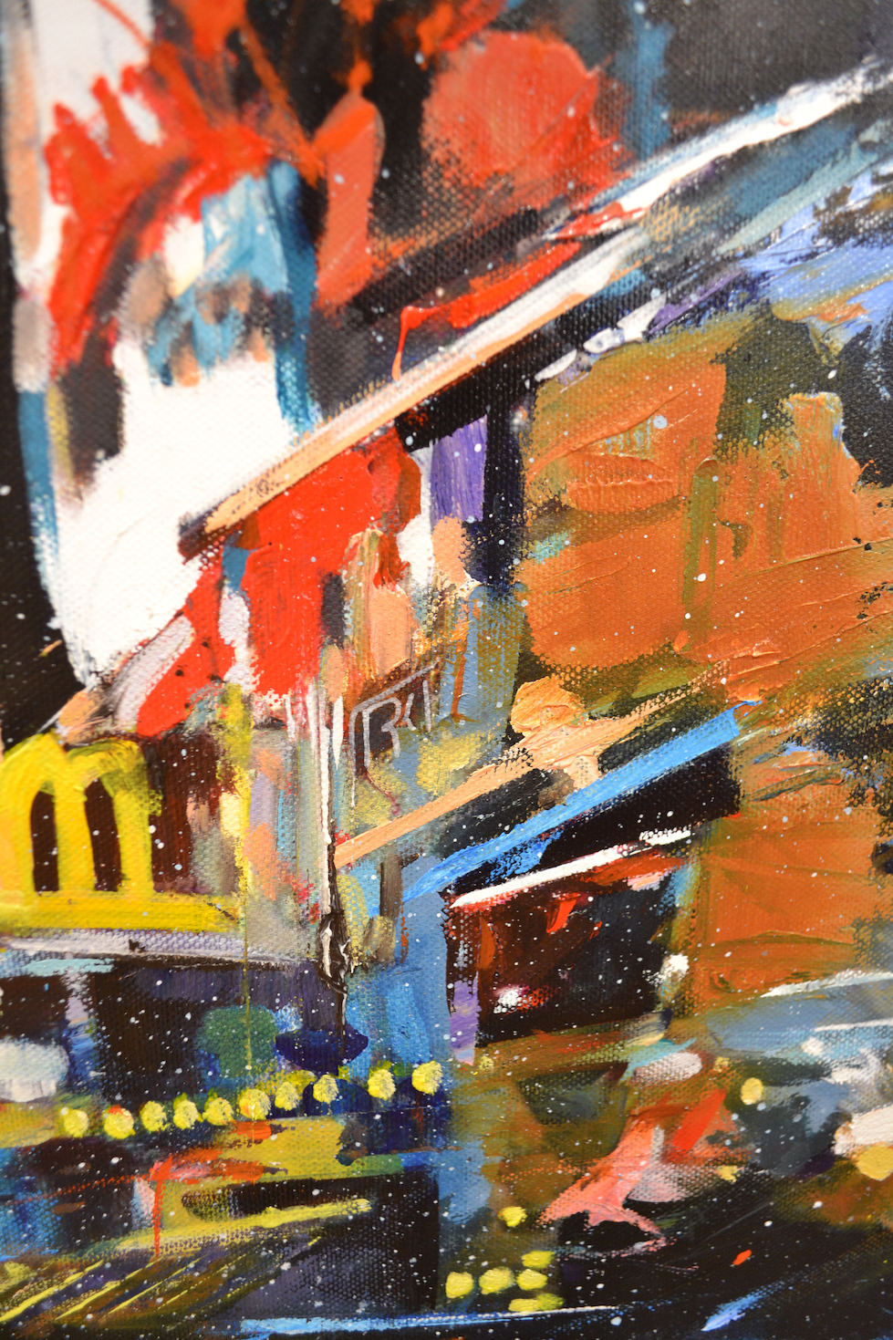 Close Up Detail 1 Of Acrylic Painting "Time Square Vibe" By Judith Dalozzo