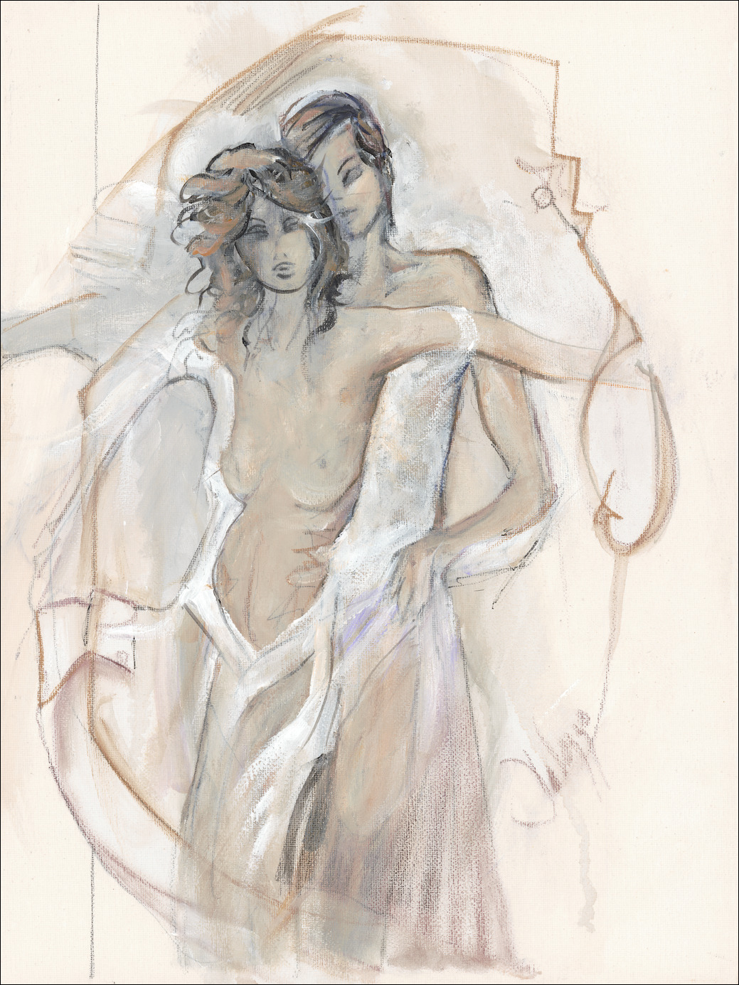 Sensuality Nude "Together at Last" Original Artwork by Lucette Dalozzo