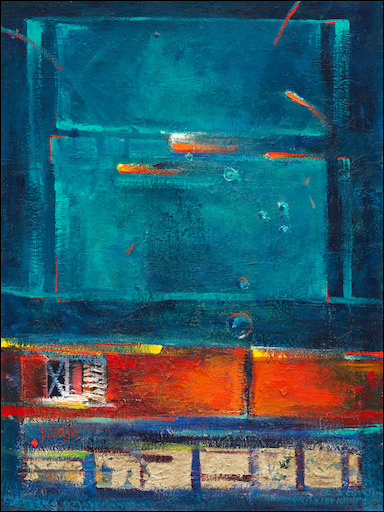Formation Abstract "Turquoise Aqua" Original Artwork by Lucette Dalozzo
