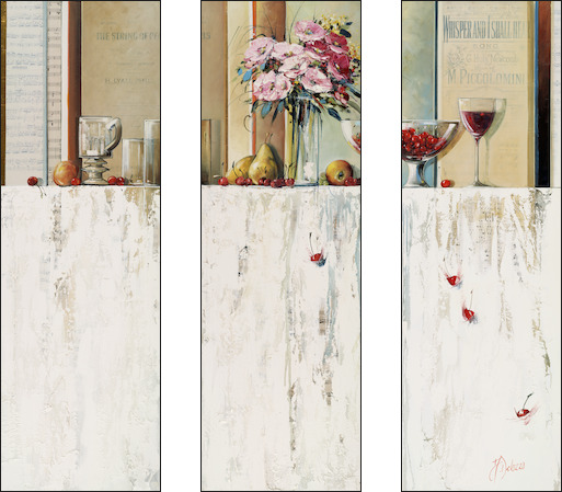 Symphony Still Life "Tuscan Memories" Triptych Original Artwork by Judith Dalozzo