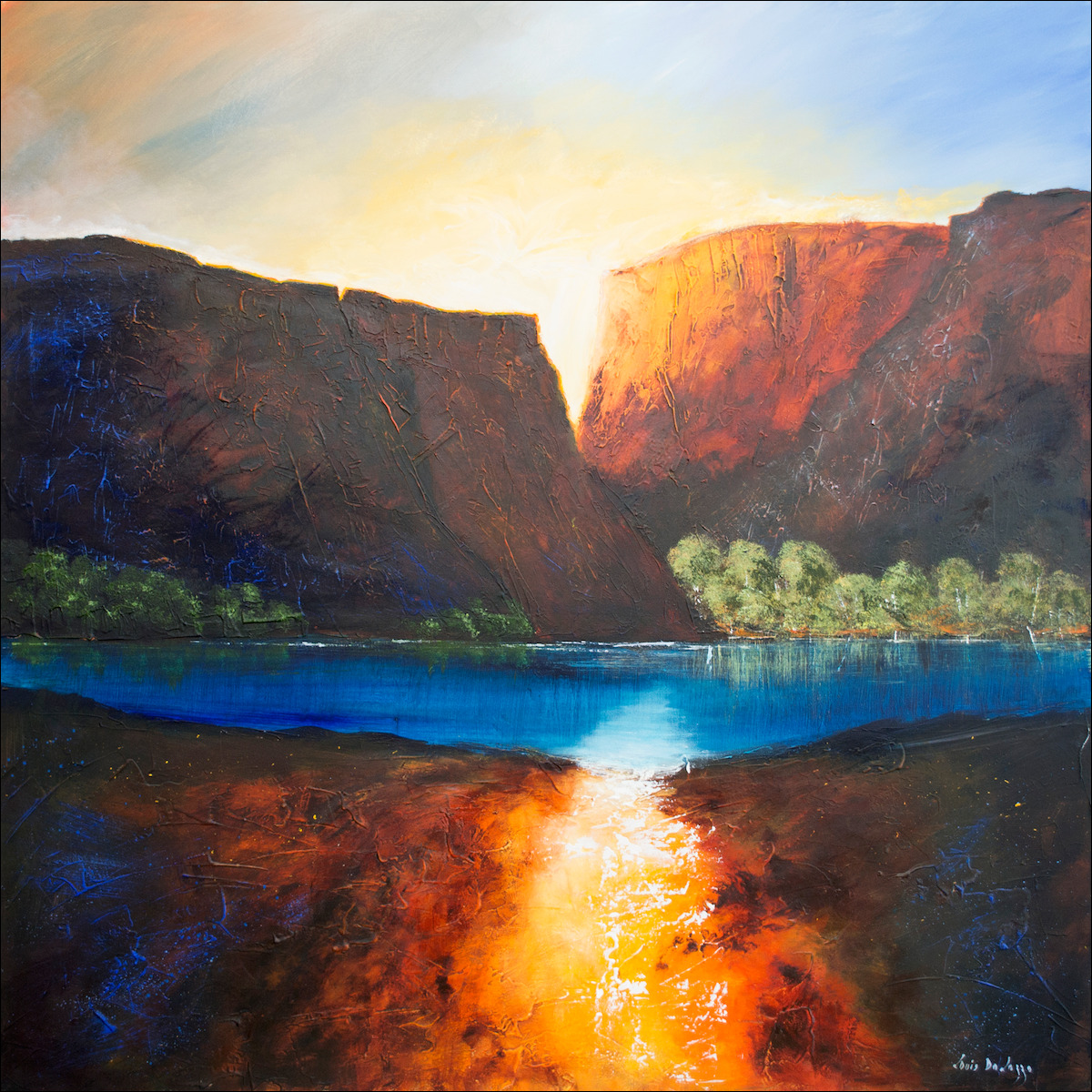 Water Reflection Landscape "Umbrawarra Gorge Pine Creek NT" Original Artwork by Louis Dalozzo
