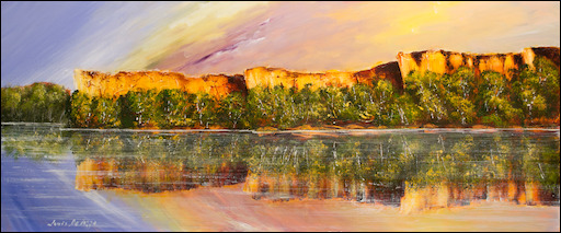 Water Reflection Landscape "Victoria River Escarpment NT" Original Artwork by Louis Dalozzo