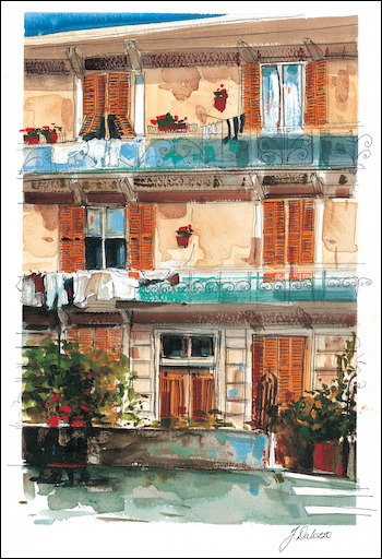 Italy Cityscape Canvas Print "Waiting for The Bus back to Santa Margherita" by Judith Dalozzo