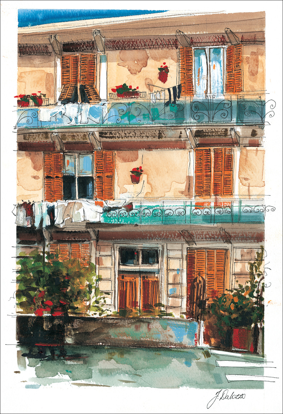 Italy Cityscape Canvas Print "Waiting for The Bus back to Santa Margherita" by Judith Dalozzo