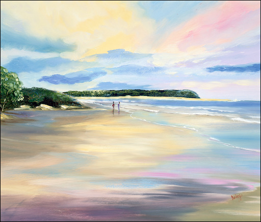Beachside Romantic Canvas Print "Walk on The Beach" by Lucette Dalozzo