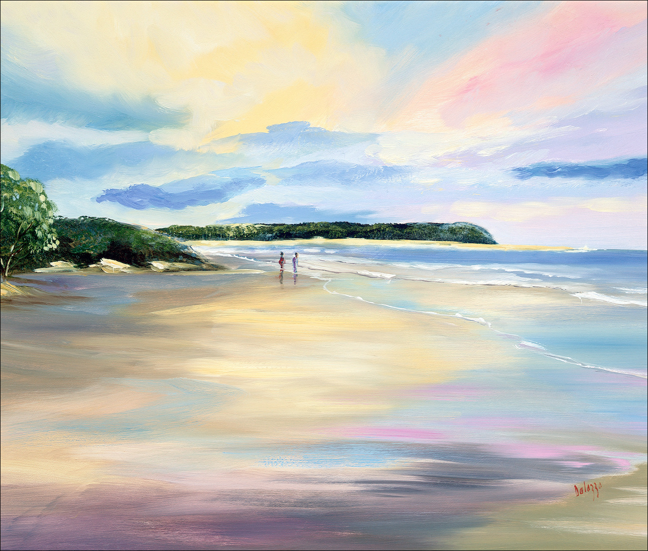 Beachside Romantic Canvas Print "Walk on The Beach" by Lucette Dalozzo