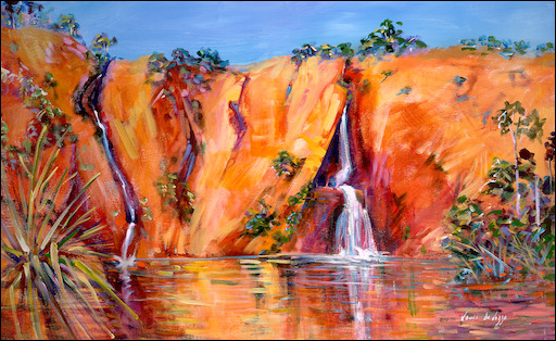 Water Reflection Landscape "Wangi Falls Landscape" Original Artwork by Louis Dalozzo