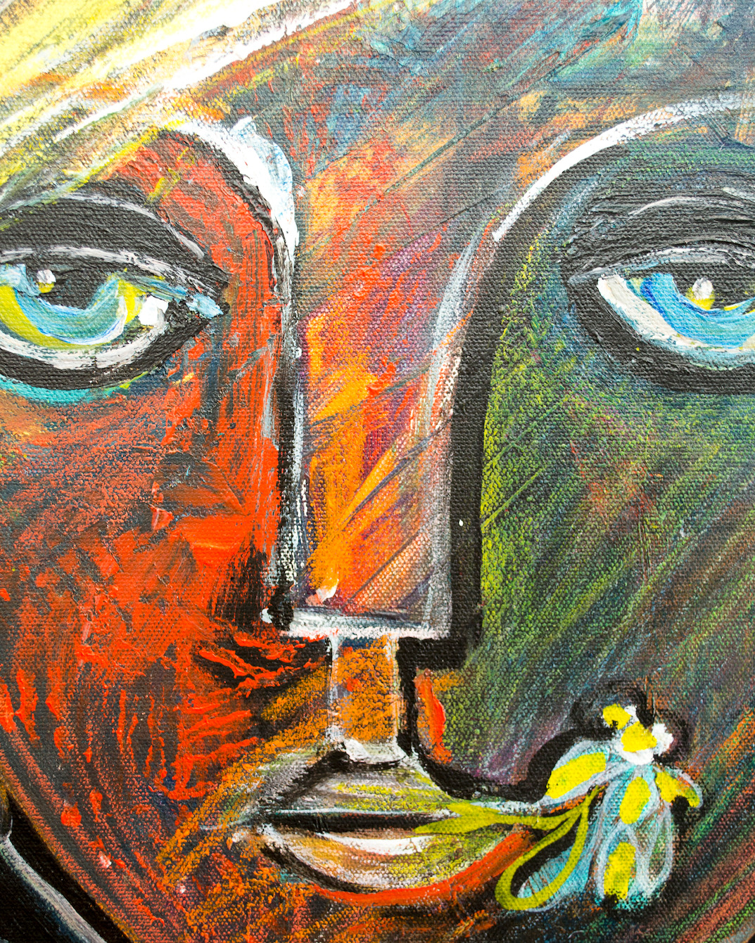 Close Up Detail 1 Of Acrylic Painting "Watching The Daisies Grow" By Lucette Dalozzo