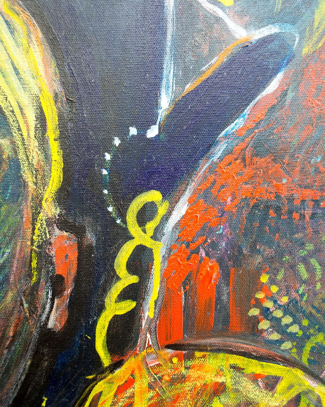 Close Up Detail 2 Of Acrylic Painting "Watching The Daisies Grow" By Lucette Dalozzo