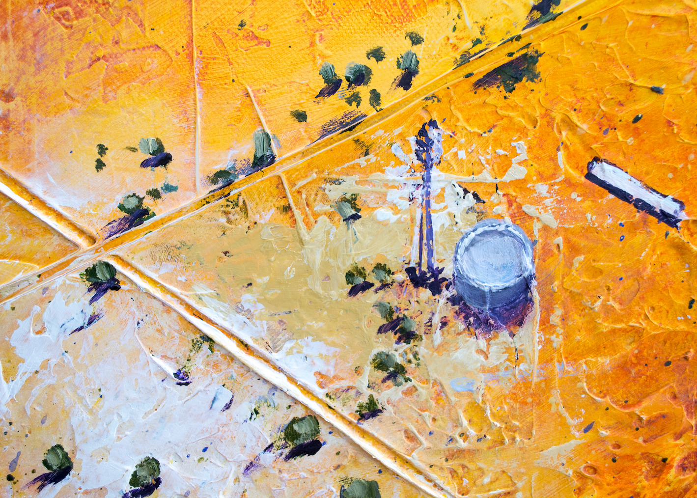 Close Up Detail Of Acrylic Painting "Water Trough" By Louis Dalozzo