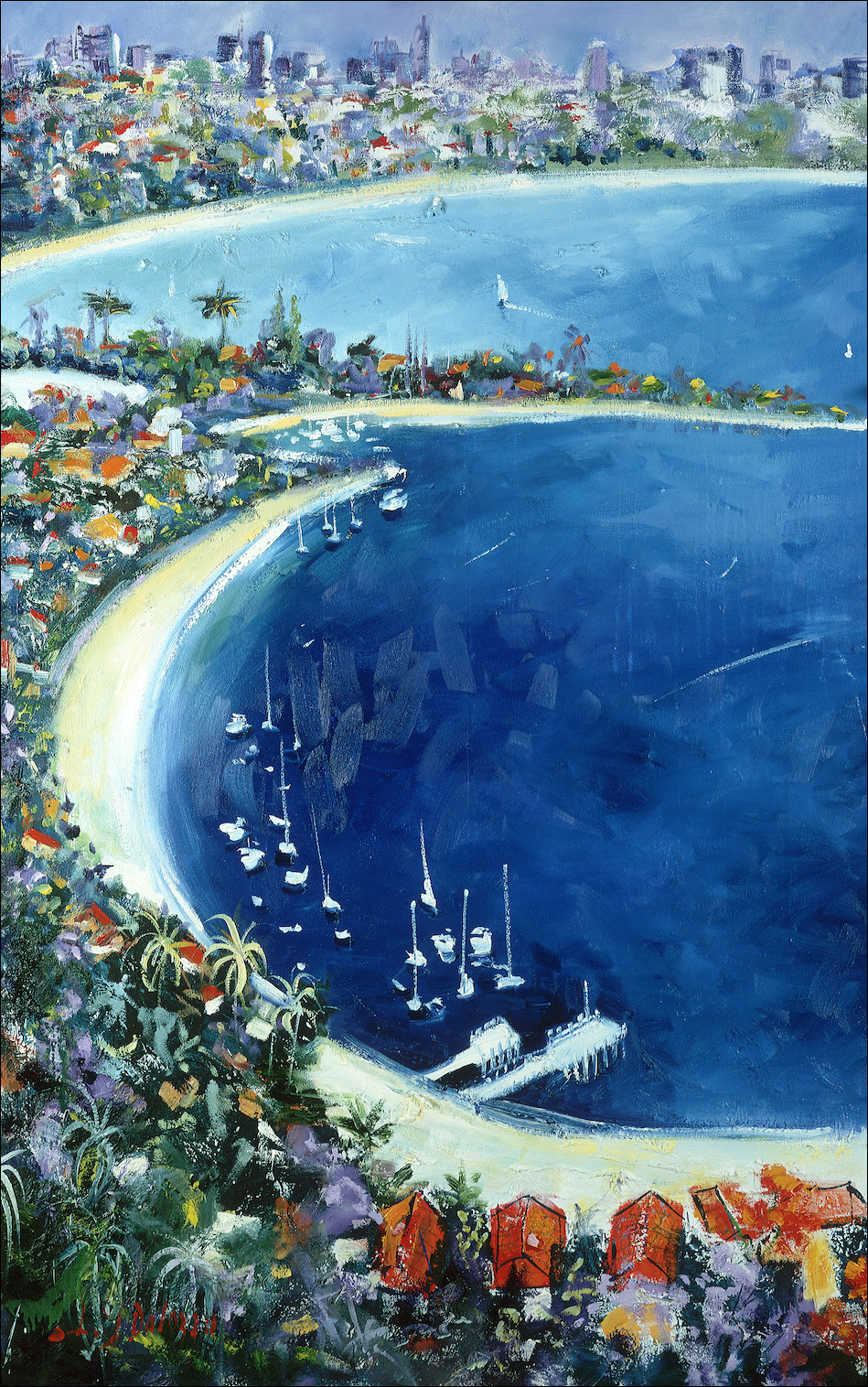 Sydney Cityscape "Watson's Bay" Diptych Left Panel Original Artwork by L&J Dalozzo